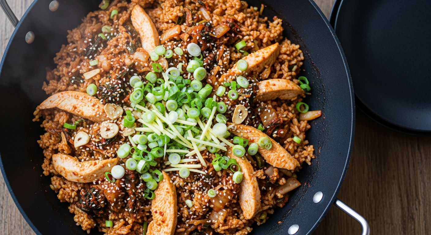 Kimchi Cauliflower Fried Rice with Chicken